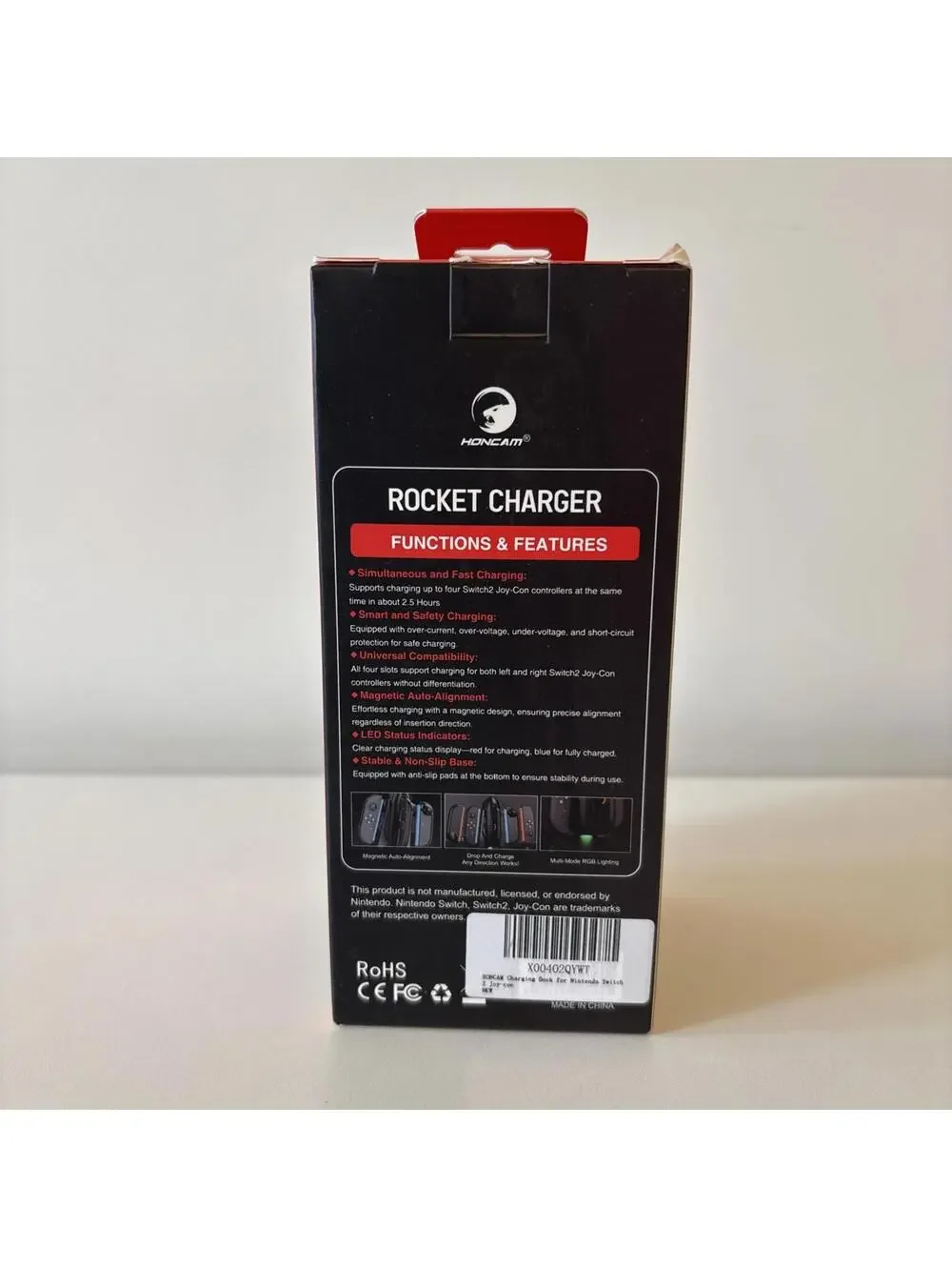 NEW Honcam Rocket Charger for Switch 2 Joy-Con 2 Charging Dock RGB Black